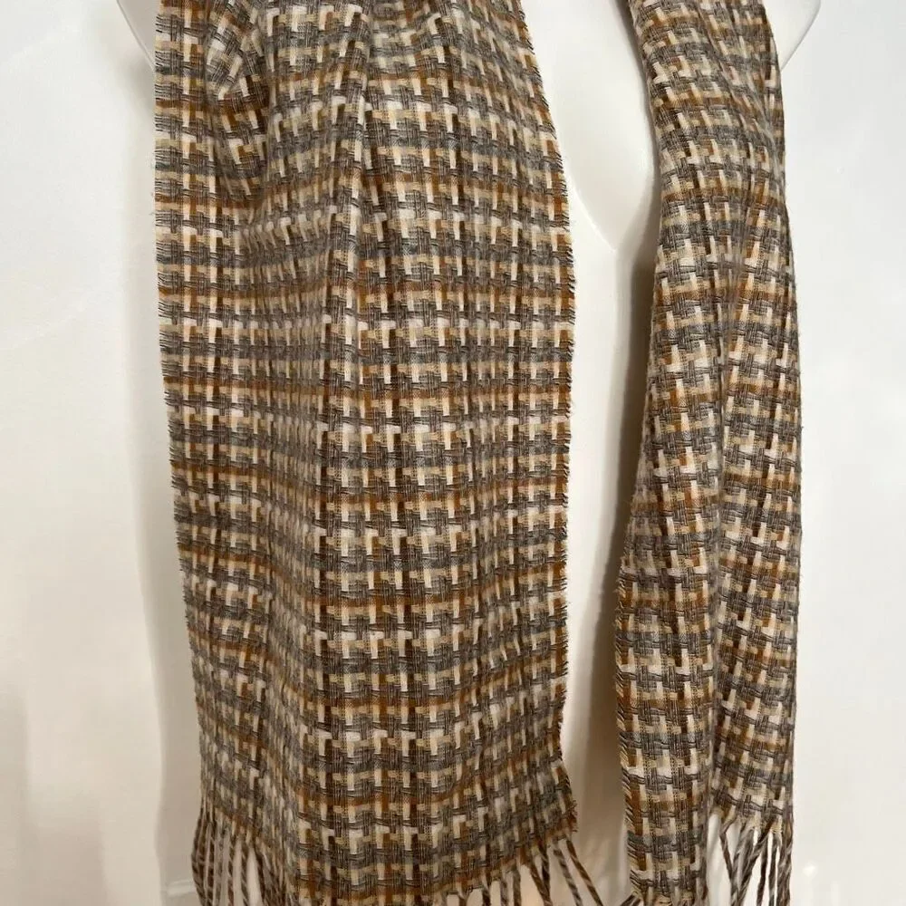 Cashmink v. fraas Germany Woven Neutral fringe scarf vintage